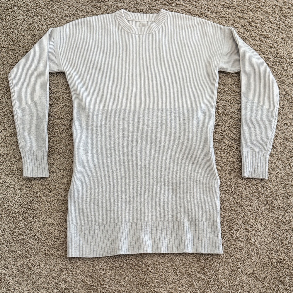 Lululemon Restful Intention Ribbed Tunic Long Sweater, 2-tone Cream/Gray, XXS?